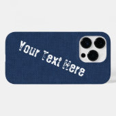 Faux Blue Denim iPhone Case met aangepaste tekst (Achterkant (horizontaal))