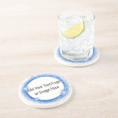 Faux Blue Glitter Circle Lijst Zandsteen Onderzett Onderzetter (Zijkant)