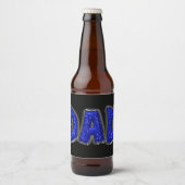 Faux Blue Glitter DAD-tekst die u aanpast Bier Etiket (Voorkant)