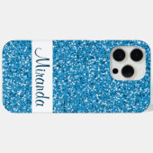 Faux Blue Glitter Pattern Kijk-like & Name Case-Mate iPhone Case (Achterkant (horizontaal))