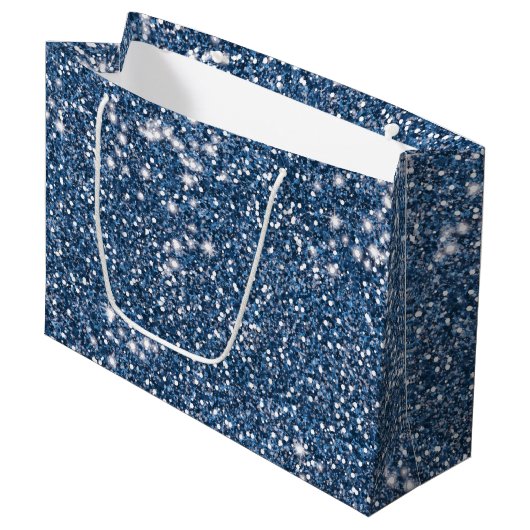 Faux Blue Glitter Texture look-like Graphic Groot Cadeauzakje (Voorkant Gekanteld)