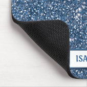 Faux Blue Glitter-textuur met aangepaste naam Muismat (Hoek)