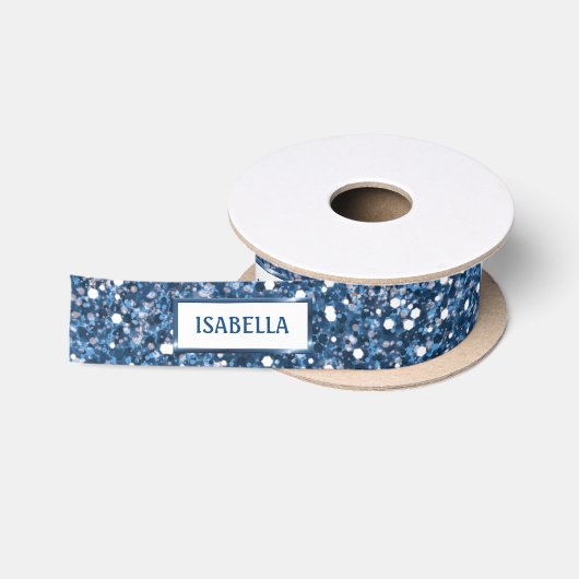 Faux Blue Glitter-textuur met aangepaste tekst Lint (Spoel)