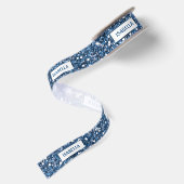 Faux Blue Glitter-textuur met aangepaste tekst Lint (Achterkant)