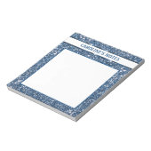 Faux Blue Glitter-textuur met aangepaste tekst Notitieblok (Gedraaid)