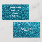 Faux Blue Glitter Visitekaartje (Voorkant / Achterkant)