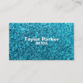 Faux Blue Glitter Visitekaartje (Achterkant)