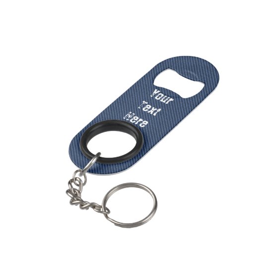 Faux Blue Jeans aangepaste tekst Sleutelhanger fle Mini Flessenopener (Achterkant Gekanteld)