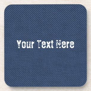 Faux Blue Jeans Denim Custom Text Beverage Coaster Bier Onderzetter