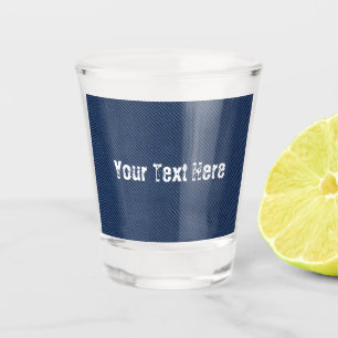 Faux Blue Jeans Fabric Aangepaste tekst Shot Glass Shot Glas