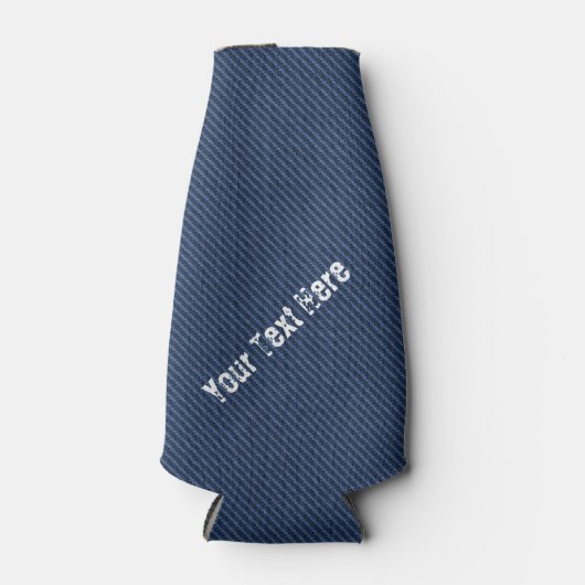 Faux Blue Jeans Fabric Bottle Glacière - Texte per (Devant)