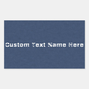 Faux Blue Jeans Fabric Custom Tekst Naam Sticker