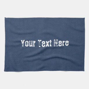 Faux Blue Jeans Fabric Kitchen Towel - Jouw tekst Theedoek