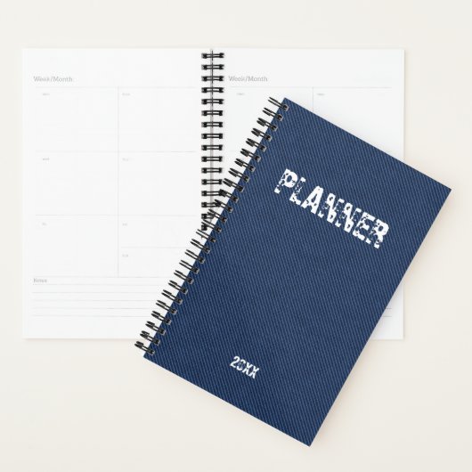 Faux Blue Jeans Planner personnalisé Ajouter année (Devant avec enveloppe)
