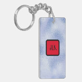 Faux Blue Suede Writer Acryl Sleutelhanger (Voorkant Links)