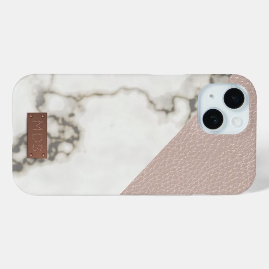 Faux Blush Leather Marble Case-Mate iPhone Case (Achterkant (horizontaal))