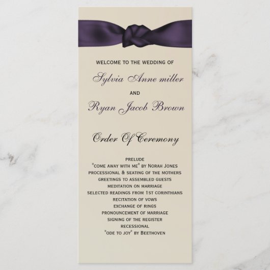 FAUX boeg amethist programma en Wedding menu (Voorkant)