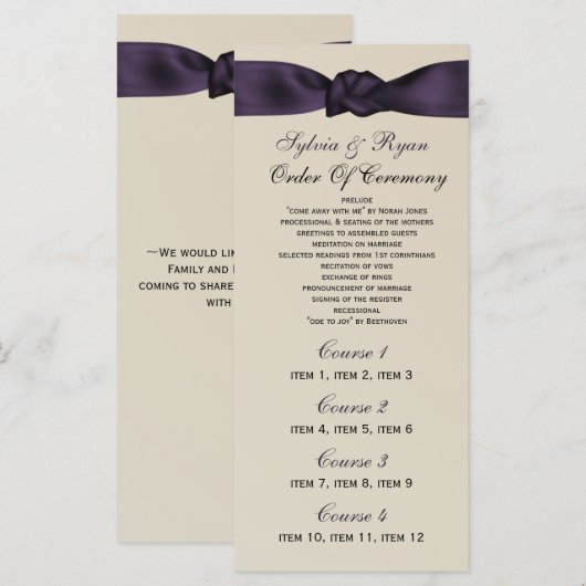 FAUX boeg amethist programma en Wedding menu (Voorkant / Achterkant)