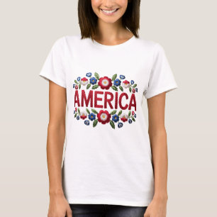 Faux Borduurwerk Amerika Tshirt