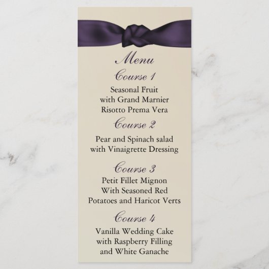 FAUX bow amethyst programme et menu Mariage (Dos)