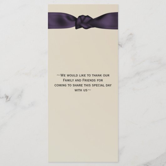 FAUX bow amethyst programme et menu Mariage (Dos)
