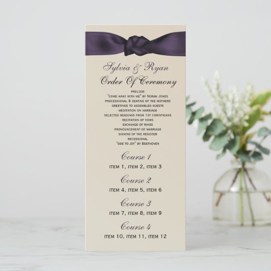 FAUX bow amethyst programme et menu Mariage (Debout devant)