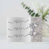 Faux Bow Sequins Argent RSVP Mariage (Debout devant)