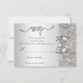 Faux Bow Sequins Argent RSVP Mariage (Dos)