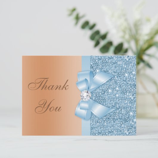 Faux Bow Sequins Blauwe Melk Chocolade Bedankt (Staand voorkant)