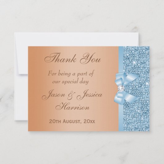 Faux Bow Sequins Blauwe Melk Chocolade Bedankt (Achterkant)