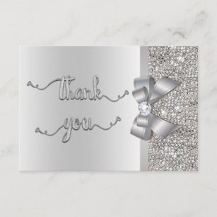 Faux Bow Silver Sequins Bedankt voor je huwelijk