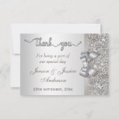 Faux Bow Silver Sequins Dank u bruiloft Bedankkaart (Achterkant)