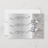 Faux Bow Silver Sequins Mariage RSVP (Devant)