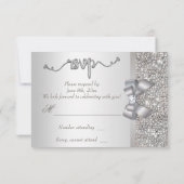 Faux Bow Silver Sequins Mariage RSVP (Dos)