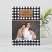 Faux Brown Leather Black Buffalo's kerstmis Feestdagenkaart (Staand voorkant)