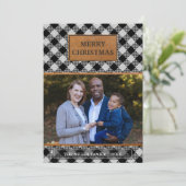 Faux Brown Leather Black Buffalo's kerstmis Feestdagenkaart (Staand voorkant)