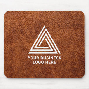 Faux Brown Leather Modern Business Logo Muismat