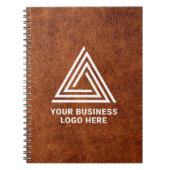 Faux Brown Leather Modern Business Logo Notitieboek (Voorkant)