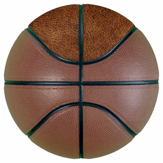 Faux Brown Leather Modern Monogram Basketbal (Rechts)