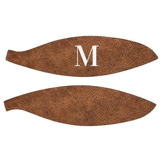 Faux Brown Leather Modern Monogram Basketbal (Panelen)