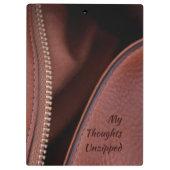 Faux Brown Leather Thoughts, Unzipped Persoonlijk Klembord (Achterkant)