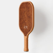 Faux Brown Leather Two Letter Monogram Pickleball Paddle (Links)