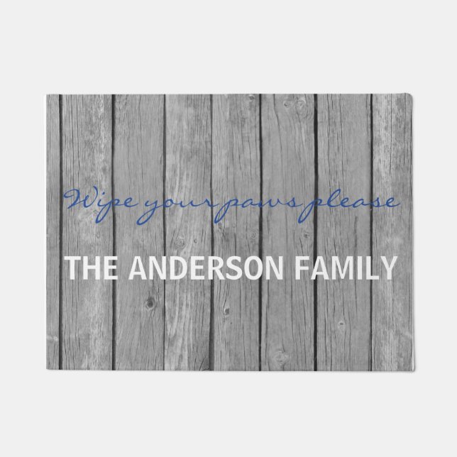 Faux bruin hout Veeg je poten deurmat af (Voorkant)