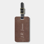 Faux  bruin leder bagagelabel (Voorkant verticaal)