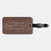 Faux  bruin leder bagagelabel (Achterkant horizontaal)