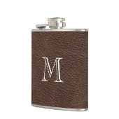 Faux Bruin leder Monogram Roestvrij staal Kolf Heupfles (Links)