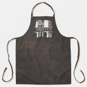 Faux bruin lederen chef-kok grill grilling roker schort (Voorkant)