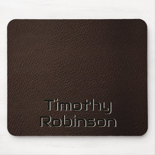 Faux Bruin Lederen Mousepad met Embossed Text Muismat (Voorkant)