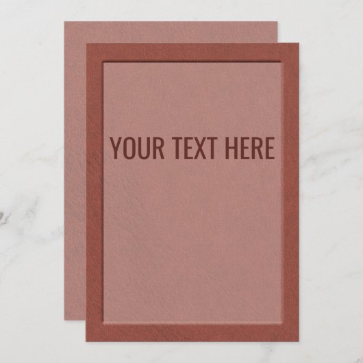 Faux bruin lederen textiel aankondiging (Voorkant / Achterkant)