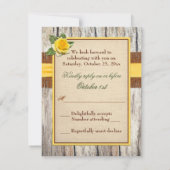 FAUX Burlap, Bois, Carton de réponse de mariage Ro (Dos)